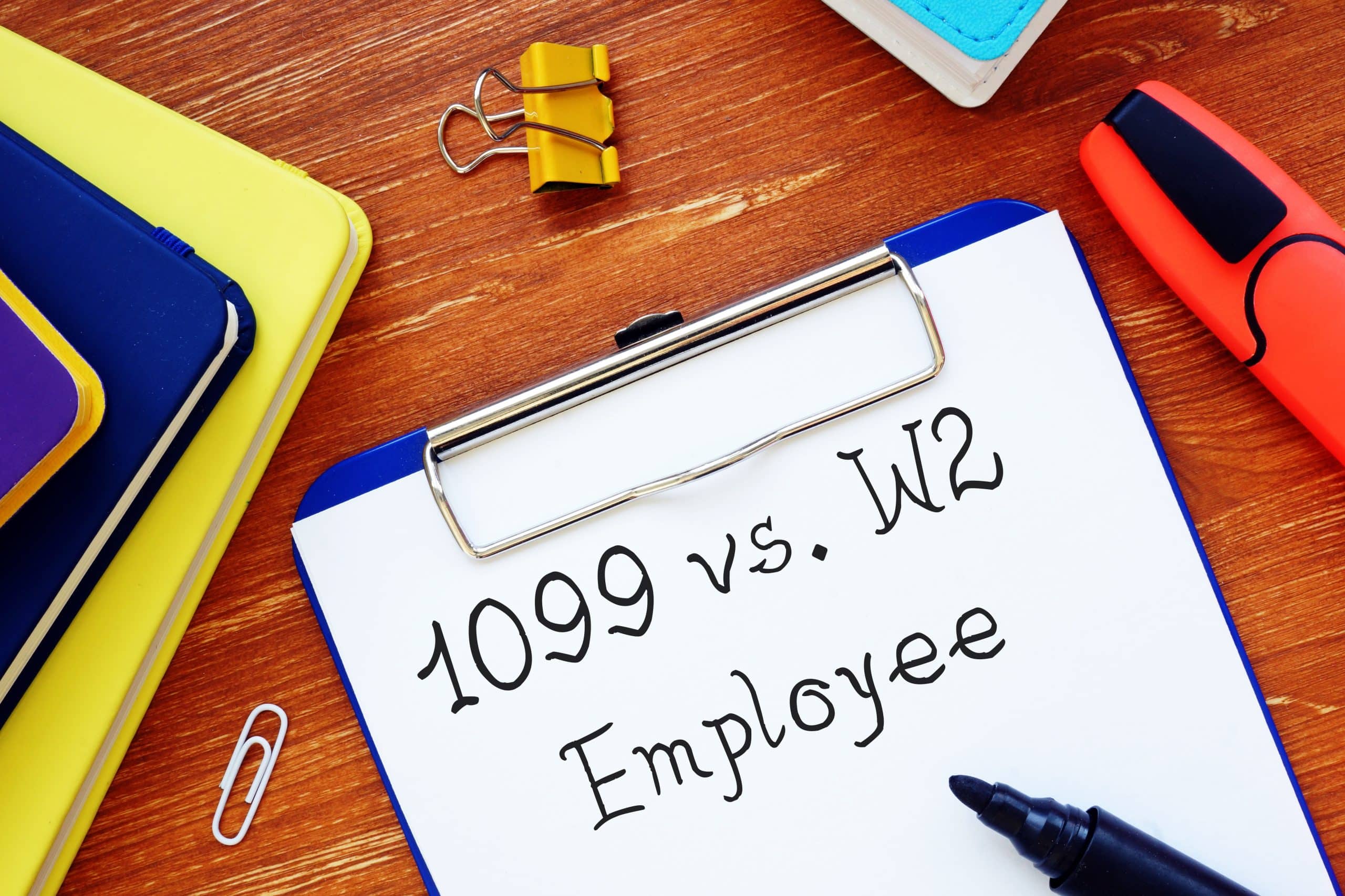 Form showing 1099 vs W2 Employee