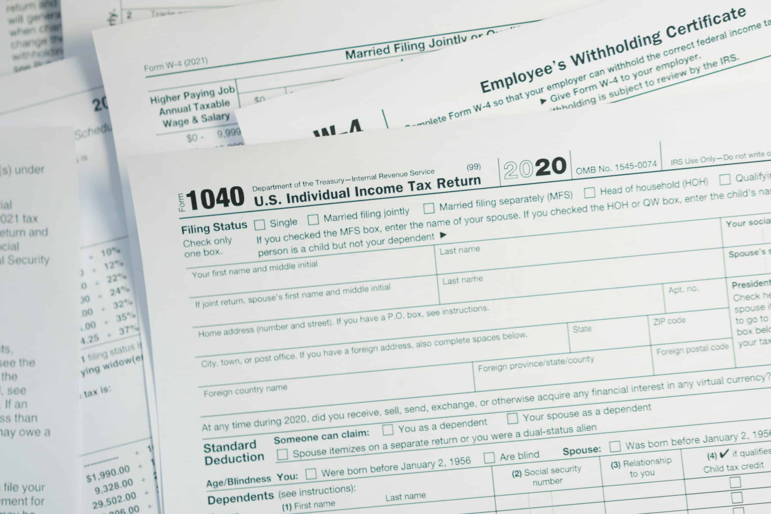 stack of tax forms